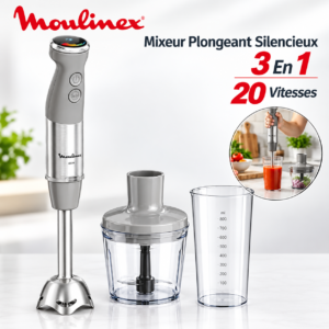 Quickchef+ DD672B10 Mixeur plongeant Moulinex - 1000W - 1 accessoire - 20 vitesses DD672B10