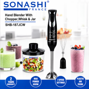 Bras mixeur plongeant 3 en 1 à 600 W Sonashi SHB-187JCW Noir