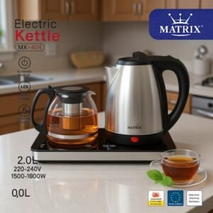 Bouilloire 2L En inox + Théière en verre 1800 W Matrix MX-404