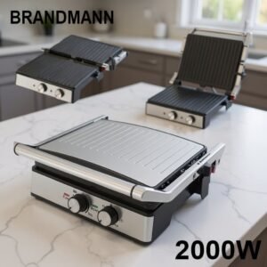 Grill & Pannini Electrique XL en inox 2000W BRANDMANN BR-SM-002