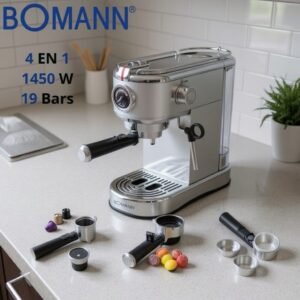 Machine À Café À Bras 4en1 En Inox 19Bars 1450W Bomann ES 1198 CB