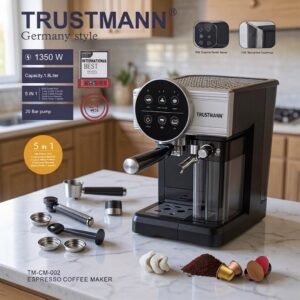 Machine à café 5en1 1350W 20Bar TRUSTMANN® – Modèle TM-CM-002