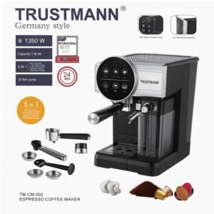 Machine à café 5en1 1350W 20Bar TRUSTMANN® – Modèle TM-CM-002