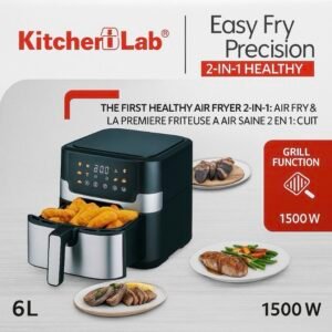 Airfrayer Kitchen Lab 6L 2-en-1 – Air Fry & Grill 1500W 10 programmes