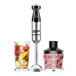 Bras Mixeur inox avec hachoir et bol 3 en 1 – 1000W 600ml Brandmann