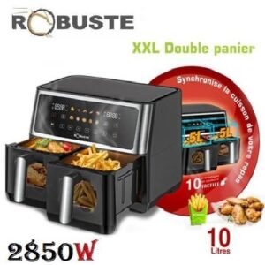 Robuste Friteuse Electrique Airfryer – Double panier - 10 Litres – Tactile - 2850W - AF10 - Noir-Argent