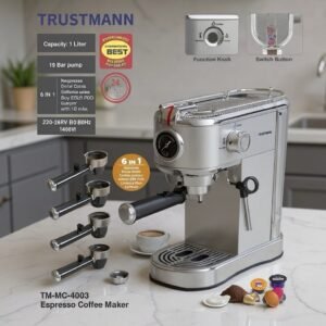 Machine à café Inox 6en1 MultiCapsules 1400W 19Bar TRUSTMANN® TM-MC-4003