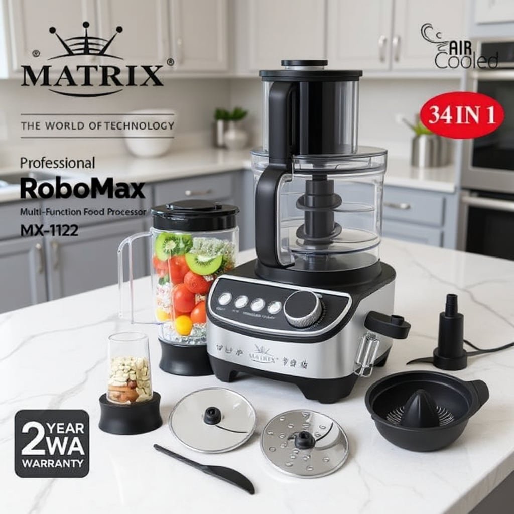 Robot de Cuisine inox 34 in 1 – 1300W RoboMax Matrix MX-1122