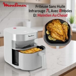Friteuse Sans Huile Infrarouge 7L Avec 8 Modes Et maintien Au Chaud Cuisson Rapide Et Homogène Easy Fry Moulinex EZ831GF0