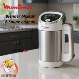 Blender Chauffant En Inox 1.2L Avec 5 Programmes 1000W Easy Soup Moulinex LM841110