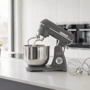 PETRIN 3en1 double crochets, fouet, batteur, Bluetooth + baffle bol en inox8 2000WATT SilverCHEF+ Premium BERGMANN BSM 7001