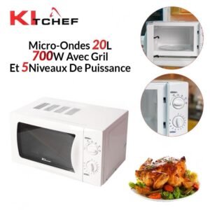 Micro-Ondes 20L 700W Avec Gril Et 5 Niveaux De Puissance Kitchef KT-DMD70-20MBSG(DE)