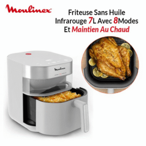 Friteuse Sans Huile Infrarouge 7L Avec 8 Modes Et maintien Au Chaud Cuisson Rapide Et Homogène Easy Fry Moulinex EZ831GF0