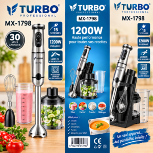 Bras Mixeur 4 en 1 inox 1200W Matrix MX-1798
