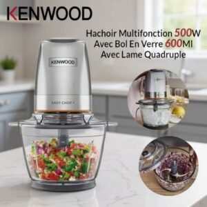 Hachoir Multifonction 500W Avec Bol En Verre 600Ml Avec Lame Quadruple Kenwood CHP62.400SI