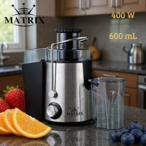 Centrifugeuse Extracteur De Jus Électrique Inox 400W 600 mL avec 2 Vitesses + Pulse - Matrix MX-172
