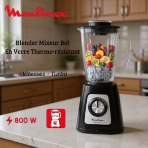 Blender Électrique en verre 800W 1.75L Avec Système Smart Lock Blendforce 2 Moulinex LM435810
