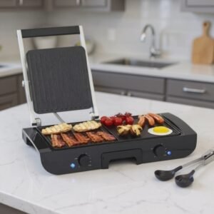 Planche a Grille et Panineuse inox 2 en 1 – 1500W 38×20 CM Multismart MS-GL1111