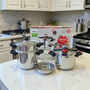 Cocotte minute clipso 8 Pcs 5+7L avec minuterie en Inox 18/10 Unipro UP-CM5+7M Qualité 1er