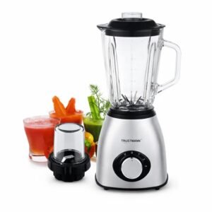 Blender 2 en 1 En inox – Tasse Blender et moulin en verre 1.5 L 400W TrustMann TM-B001
