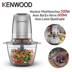 Hachoir Multifonction 500W Avec Bol En Verre 600Ml Avec Lame Quadruple Kenwood CHP62.470SI