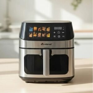 Air fryer MULTISMART 8Litres 1800WATT inox avec fenetre, tableau digital 10 programmes. REF AF1108