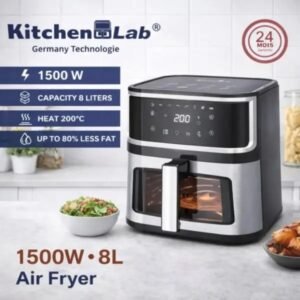 AirFryer inox 8L 1500W Numérique Avec écran Tablette et avec Fenêtre Visible KitchenLab KT-AF-006