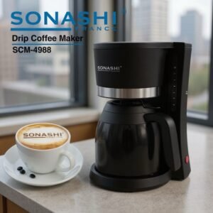 Cafetière Électrique avec Thermos 1L – 8-10 Tasses 800W 1.2L Avec Filtre Lavable Sonashi SCM-4988