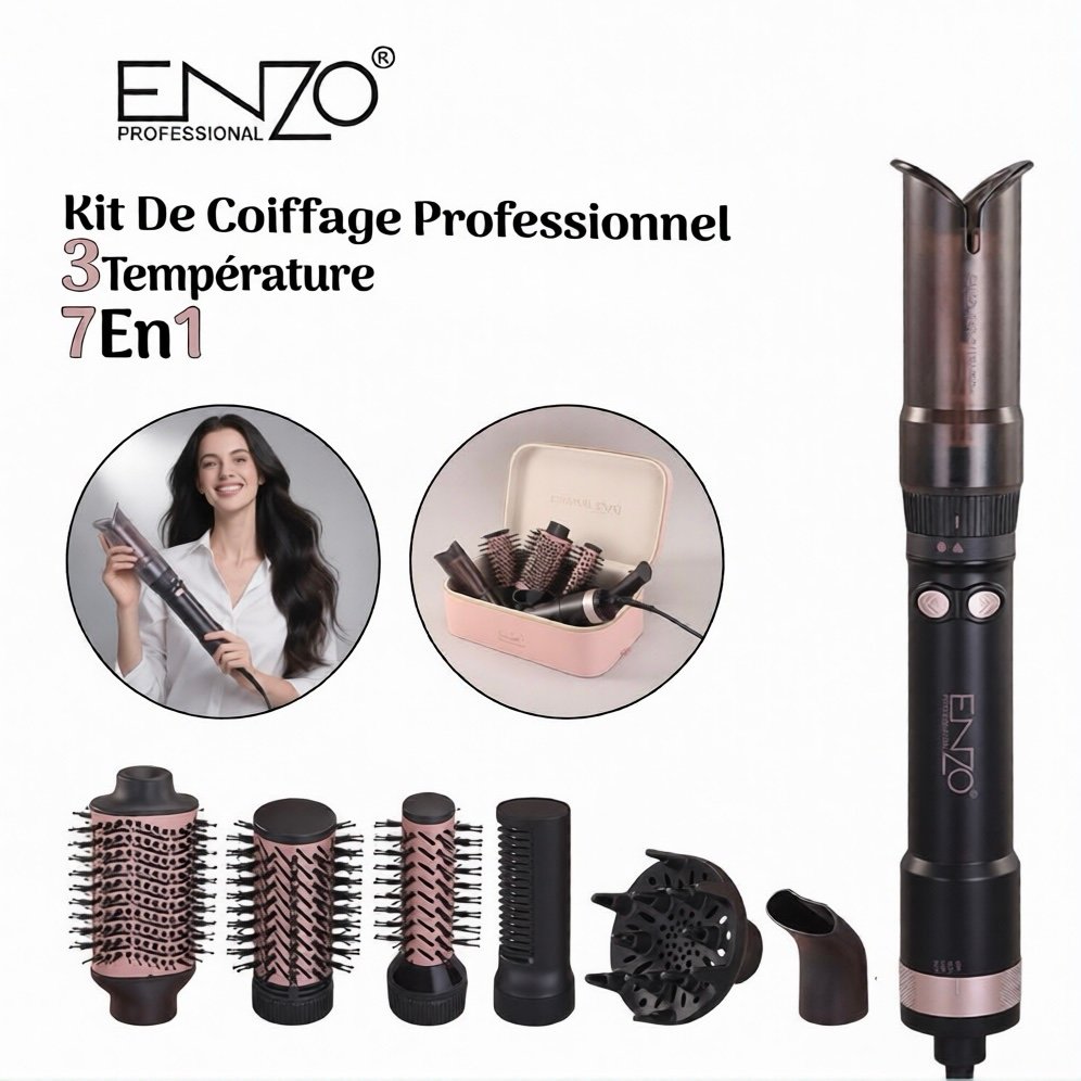 Kit De Coiffage Professionnel 7En1 À 3Réglage De Température Enzo EN-760