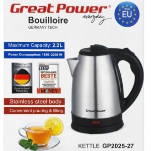 bouilloire Inox 2.2L 2200W Great Power GP2025-27