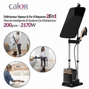Défroisseur Vapeur Et Fer À Repasser 2En1 2170W 200g/min Avec Planche Intelligente À 3Positions Et Technologie Smart Protect Ixeo Power Calor QT2020C0