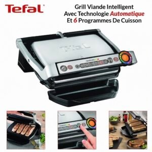 Grill Viande Intelligent Avec Technologie Automatique Et 6 Programmes De Cuisson 2000w OptiGrill Tefal GC712D12