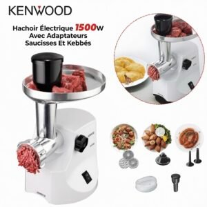 Hachoir Électrique Professionnel 1500W Avec Adaptateurs Saucisses Et Kebbés Kenwood MG470