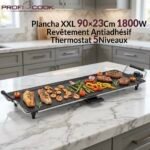 Plaque Grill Plancha XXL 90×23Cm 2000W Revêtement Antiadhésif Et Thermostat 5Niveaux Proficook PC-TYG1120