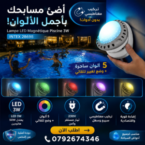 Lampe LED Magnétique Piscine 3W Avec Éclairage Multicolore Intex 28698