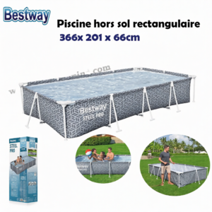 Piscine hors sol rectangulaire 366x 201 x 66cm | Bestway 561FT