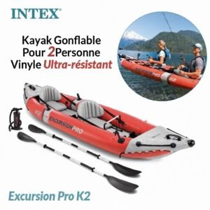 Kayak Gonflable Pour 2Personne Vinyle Ultra-résistant Excursion Pro K2 Intex 68309NP