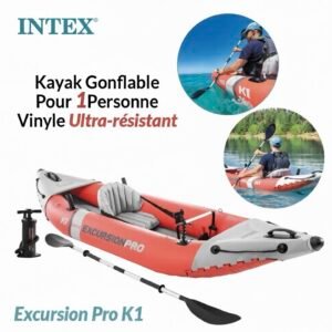 Kayak Gonflable Pour 1Personne Vinyle Ultra-résistant Excursion Pro K1 Intex 68303NP