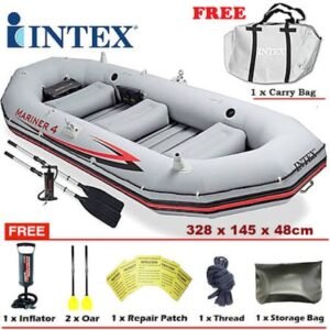 Bateau Gonflable 3 Personnes Avec 2 Pagaies Et Pompe Intégrée Mariner 4 Intex 68376NP