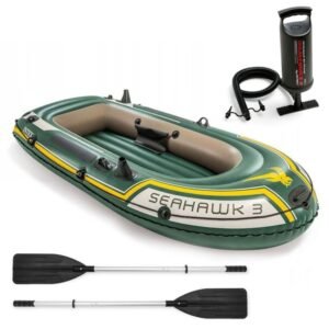 Bateau Gonflable Pour 3Personnes Avec Rames Et Gonfleur Manuel Seahawk 3 Intex 68380