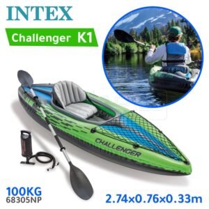 Kayak gonflable avec pagaie et pompe à main intégrée 274 x 76 cm INTEX Challenger K1 68305NP