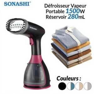 Défroisseur Vapeur 1500W 280mL Chauffe Rapide 35 Secondes Sonashi SGS-327 noir