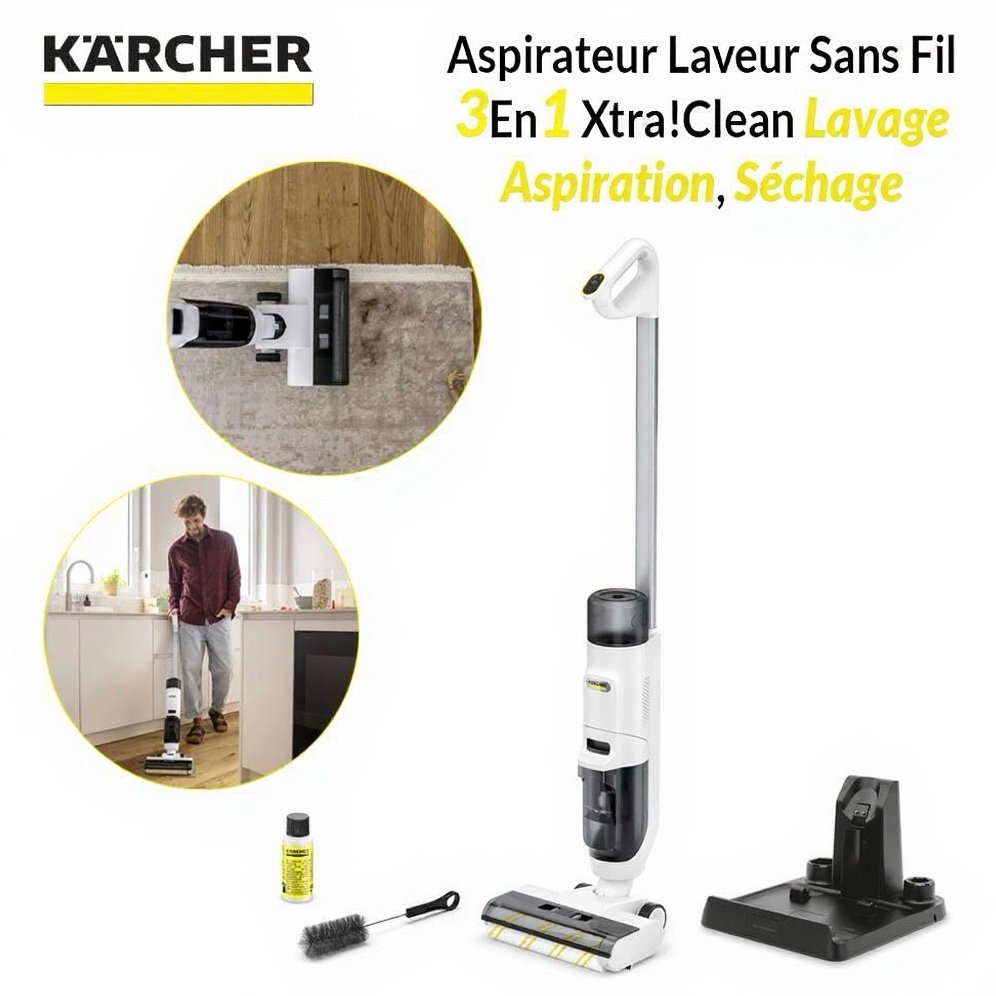 Aspirateur Laveur Sans Fil 3En1 Xtra!Clean Lavage, Aspiration, Séchage Kärcher KFL 1