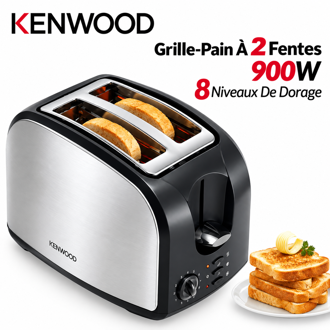 Grille-Pain 900W Fonctions Décongélation Et Réchauffage Accent Collection Kenwood TCM01.A0BK