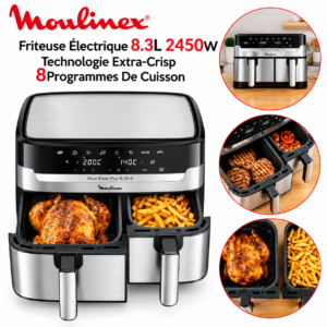 aifrayer 8.3L 2450W Avec Technologie Extra-Crisp Et 8 Programmes De Cuisson Dual Easy Fry And Grill Moulinex EZ905D20