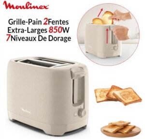 Grille-Pain 2 Fentes 850W Avec 7 Niveaux De Dorage Morning Moulinex LT2M0B10