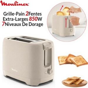 Grille-Pain 2 Fentes 850W Avec 7 Niveaux De Dorage Morning Moulinex LT2M0B10